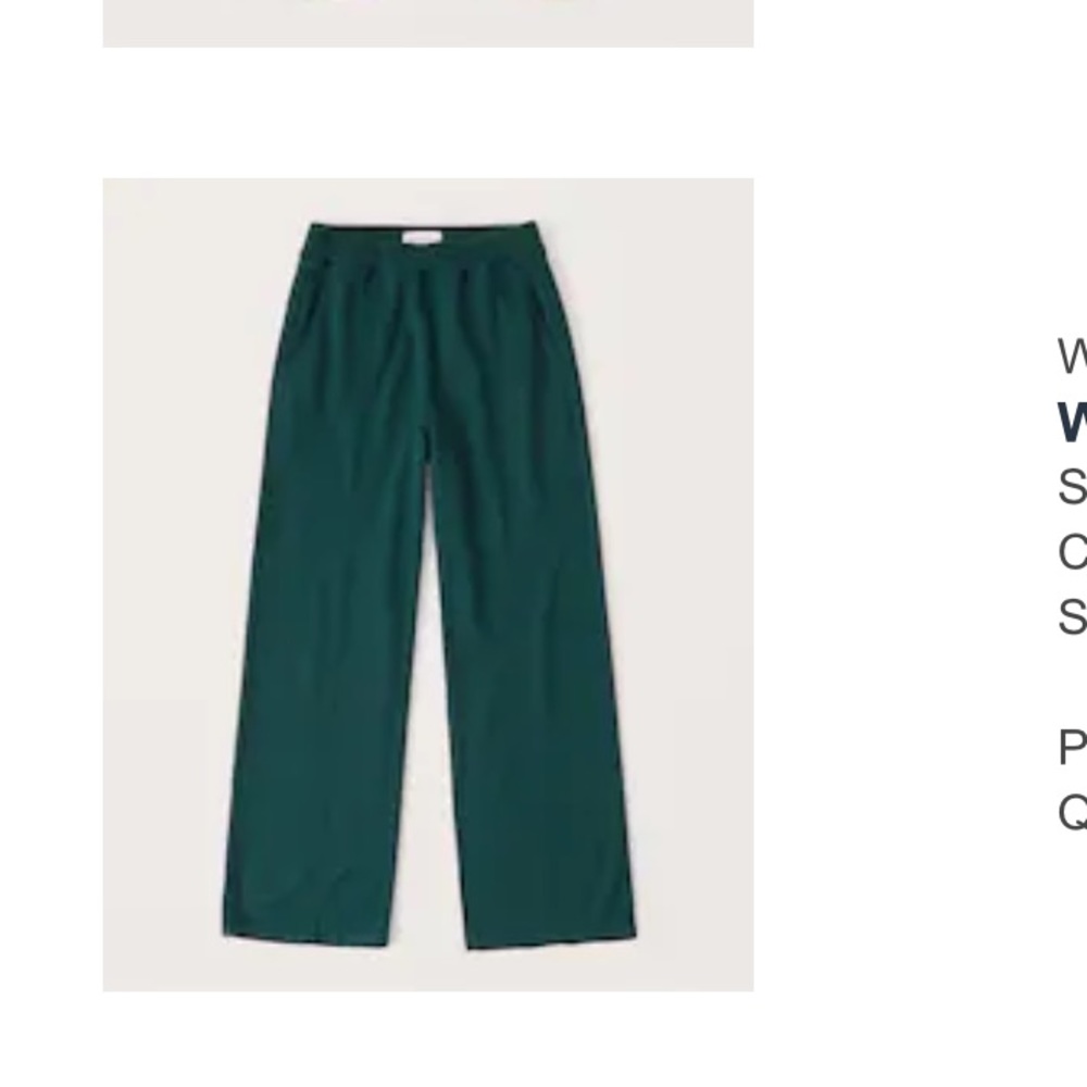 Abercrombie & Fitch Green Wide Leg Sweatpants size Small